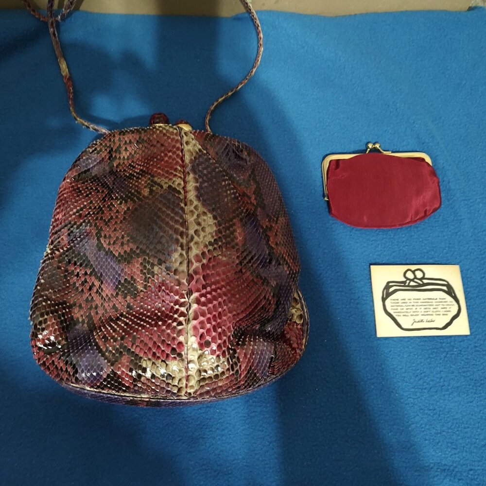 🌟 Judith Leiber Soft-Sided Multi-Colored Snakeskin Bag with Shoulder Strap 🌟